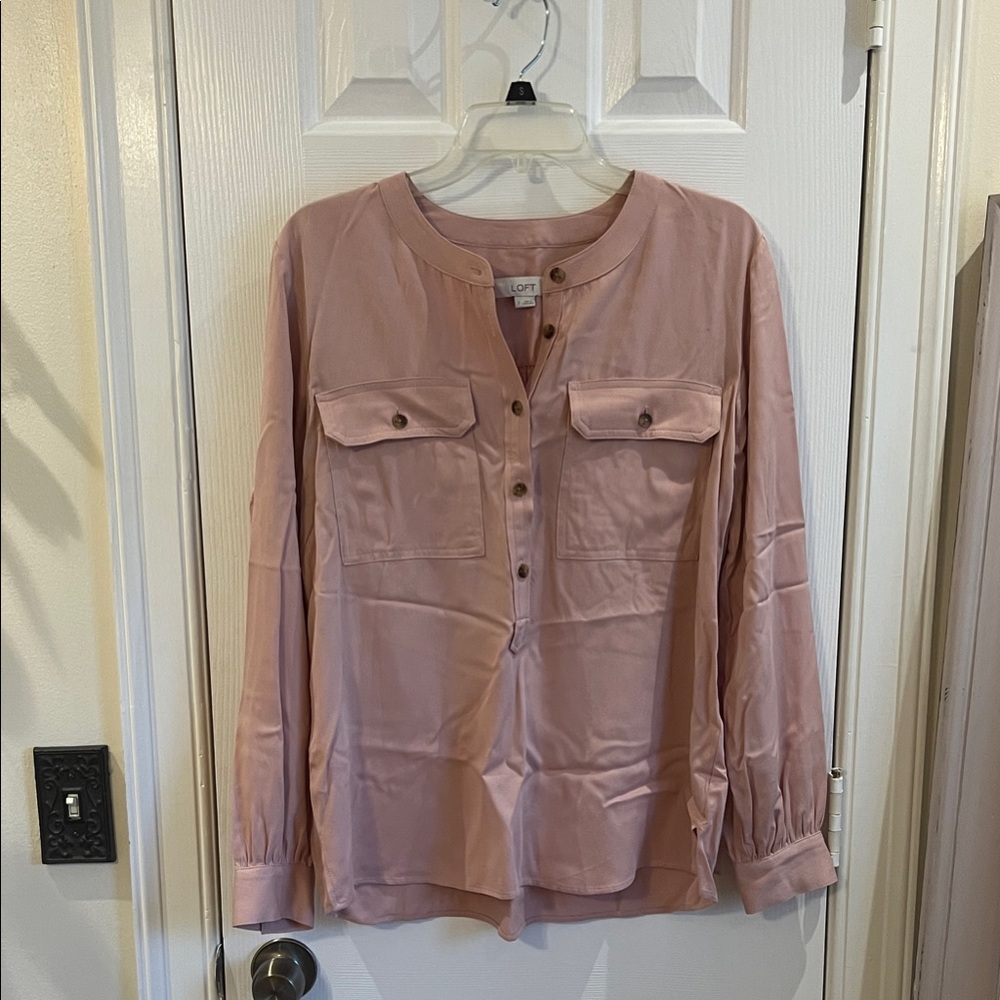 LOFT Blush Pink Long Sleeve Blouse